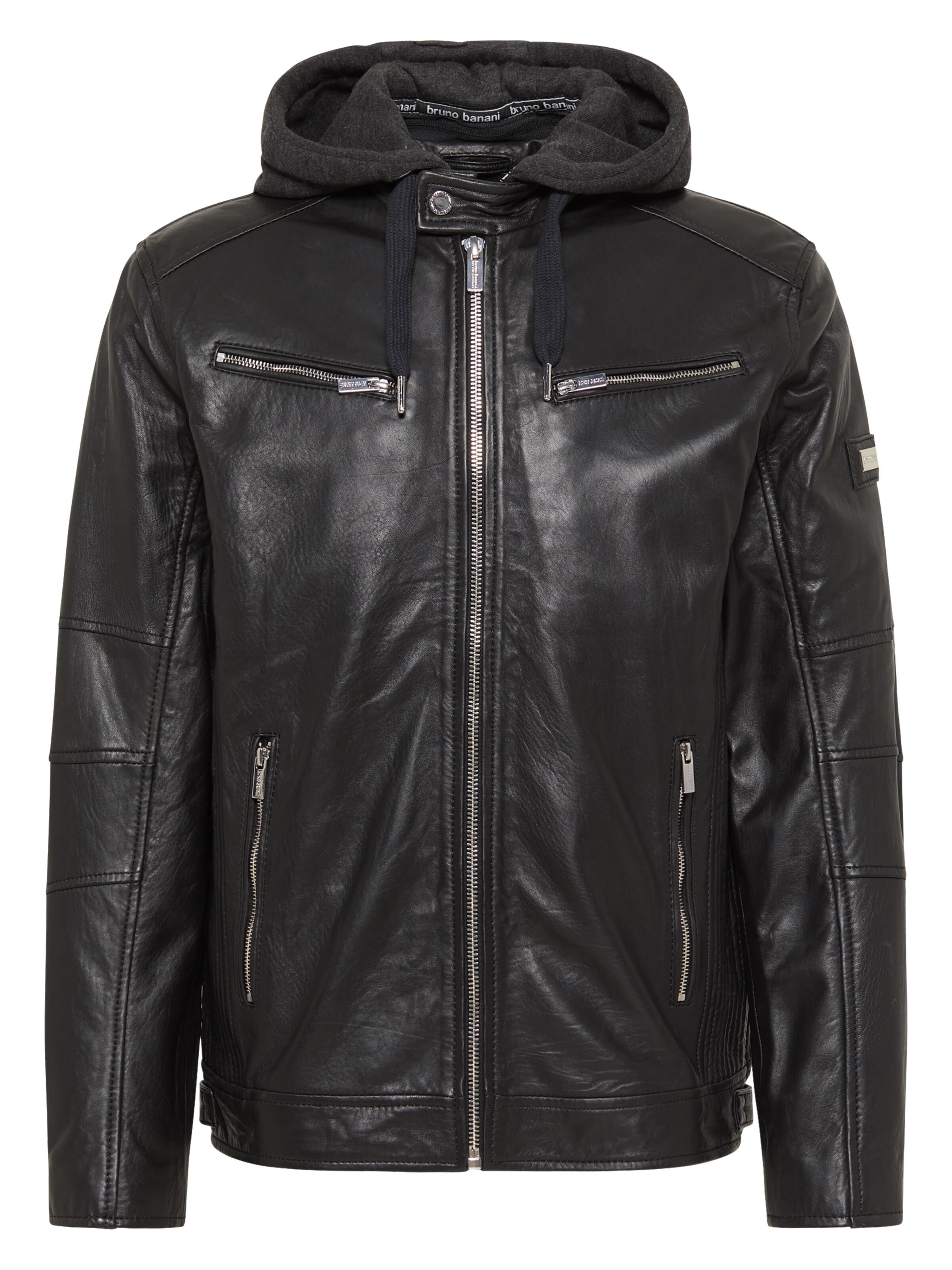 Lederjacke mit Sweatkapuze