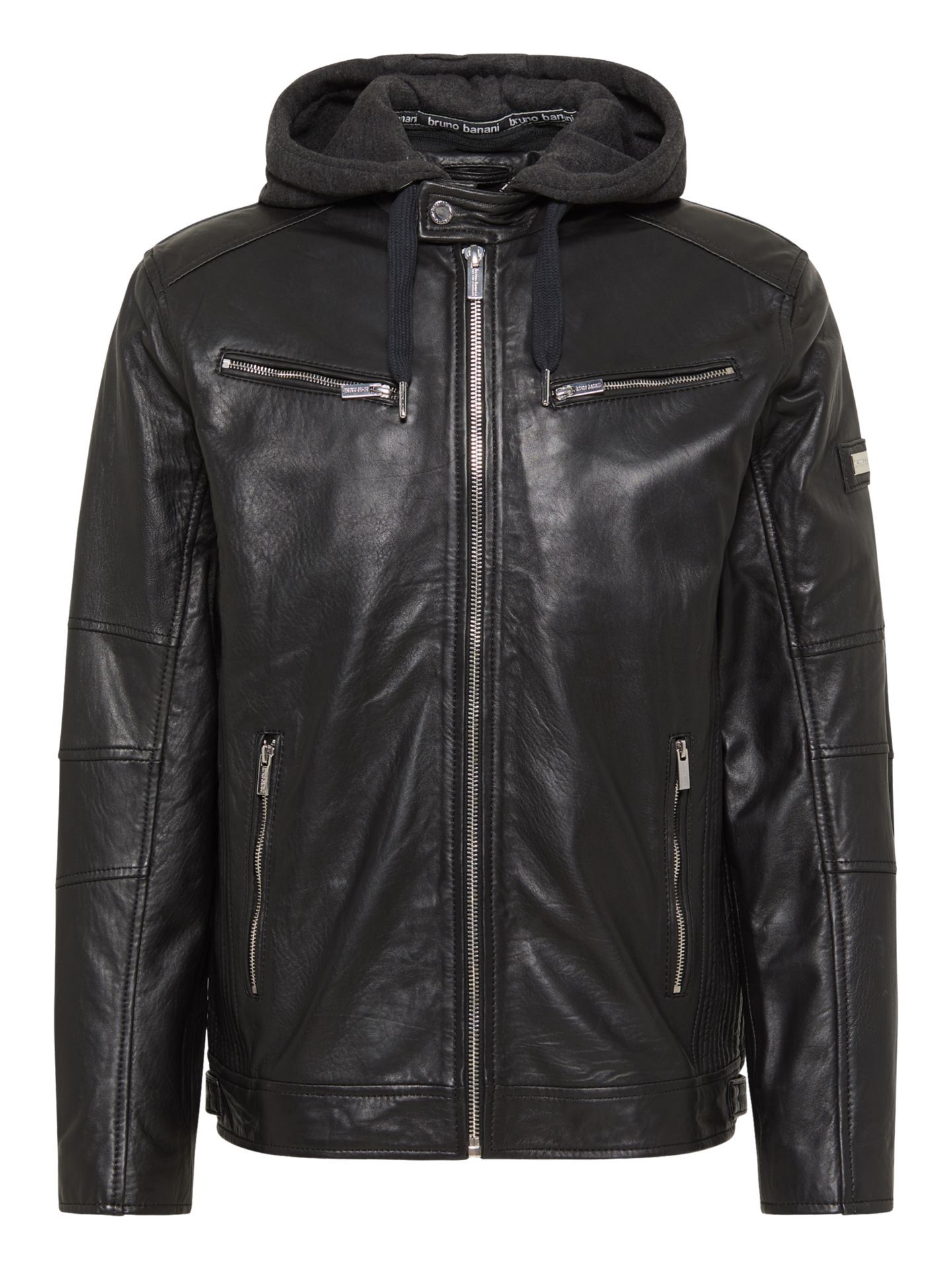  Lederjacke mit Sweatkapuze