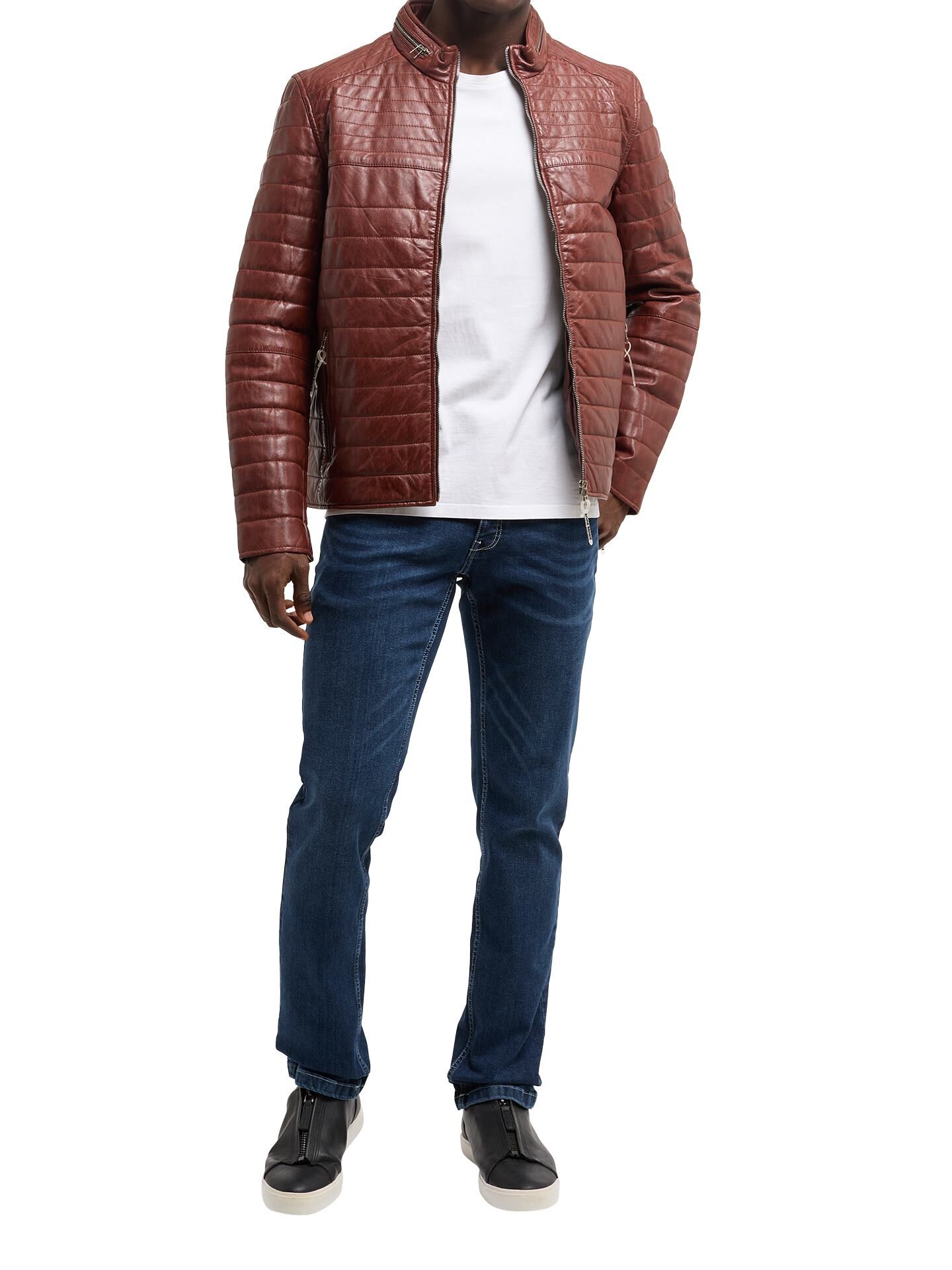 Gesteppte Lederjacke mit Stehkragen Gesteppte Lederjacke mit Stehkragen
