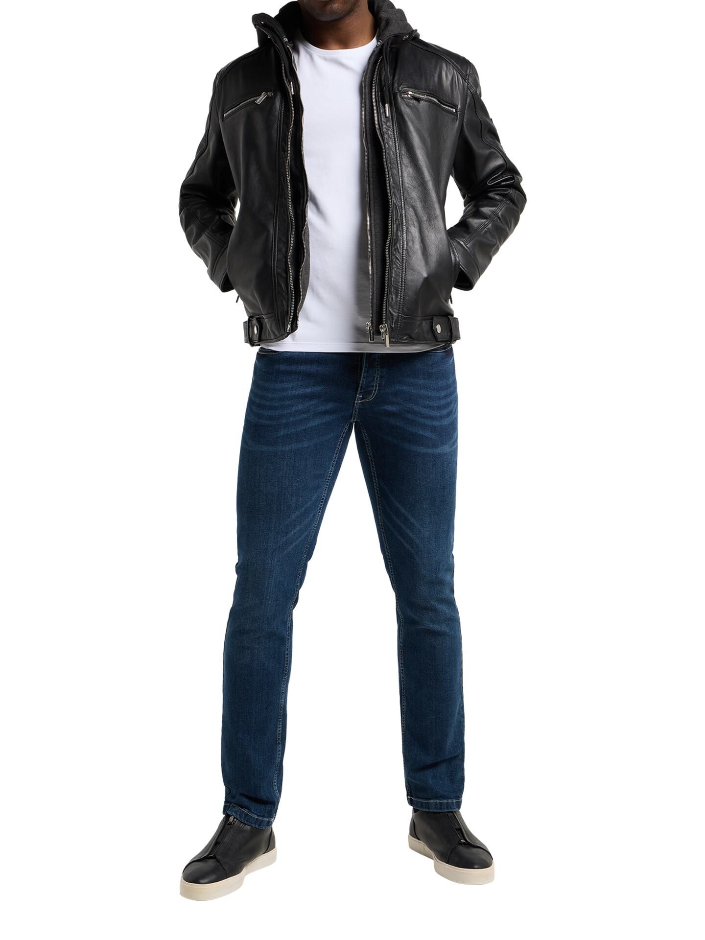  Lederjacke mit Sweatkapuze