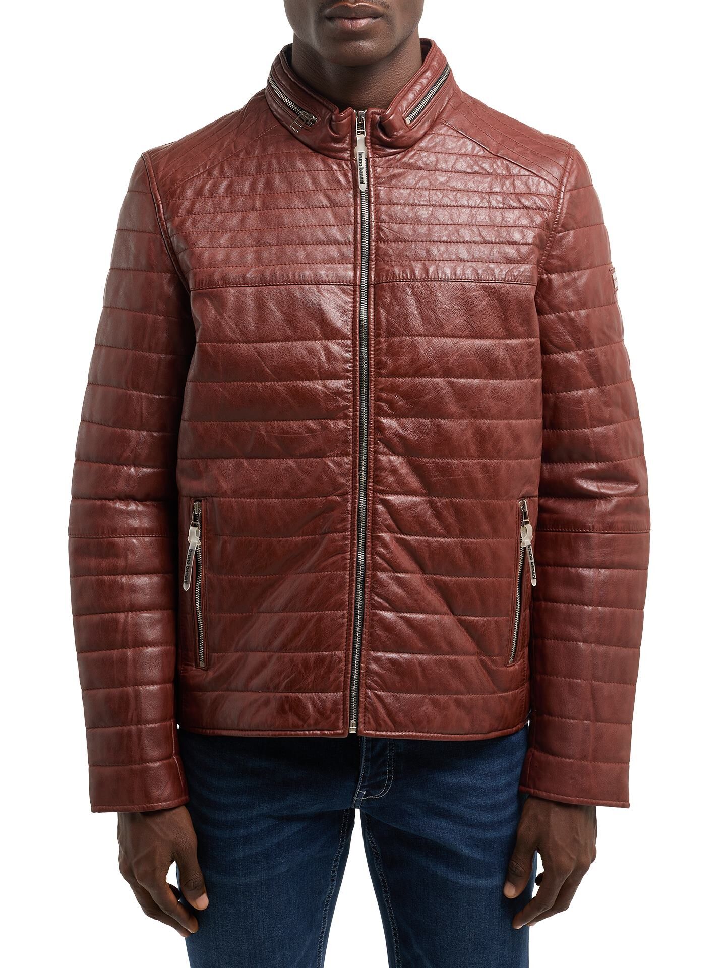 Gesteppte Lederjacke mit Stehkragen Gesteppte Lederjacke mit Stehkragen