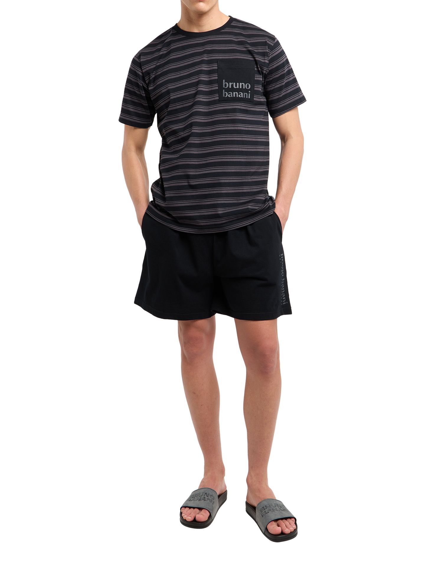  Herren Shorty Pyjama Set mit Logo-Print