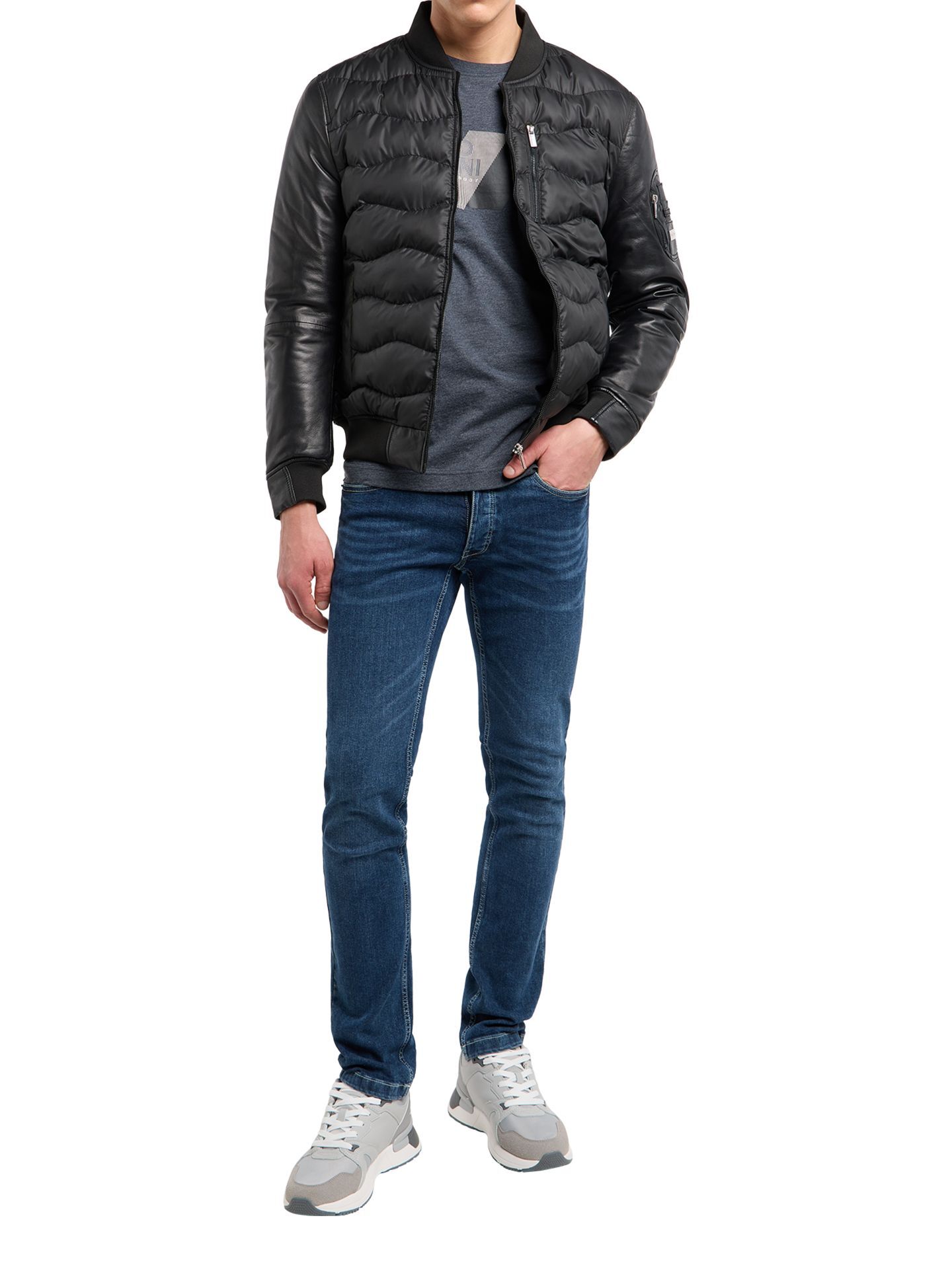  Herren Nylon Lederjacke