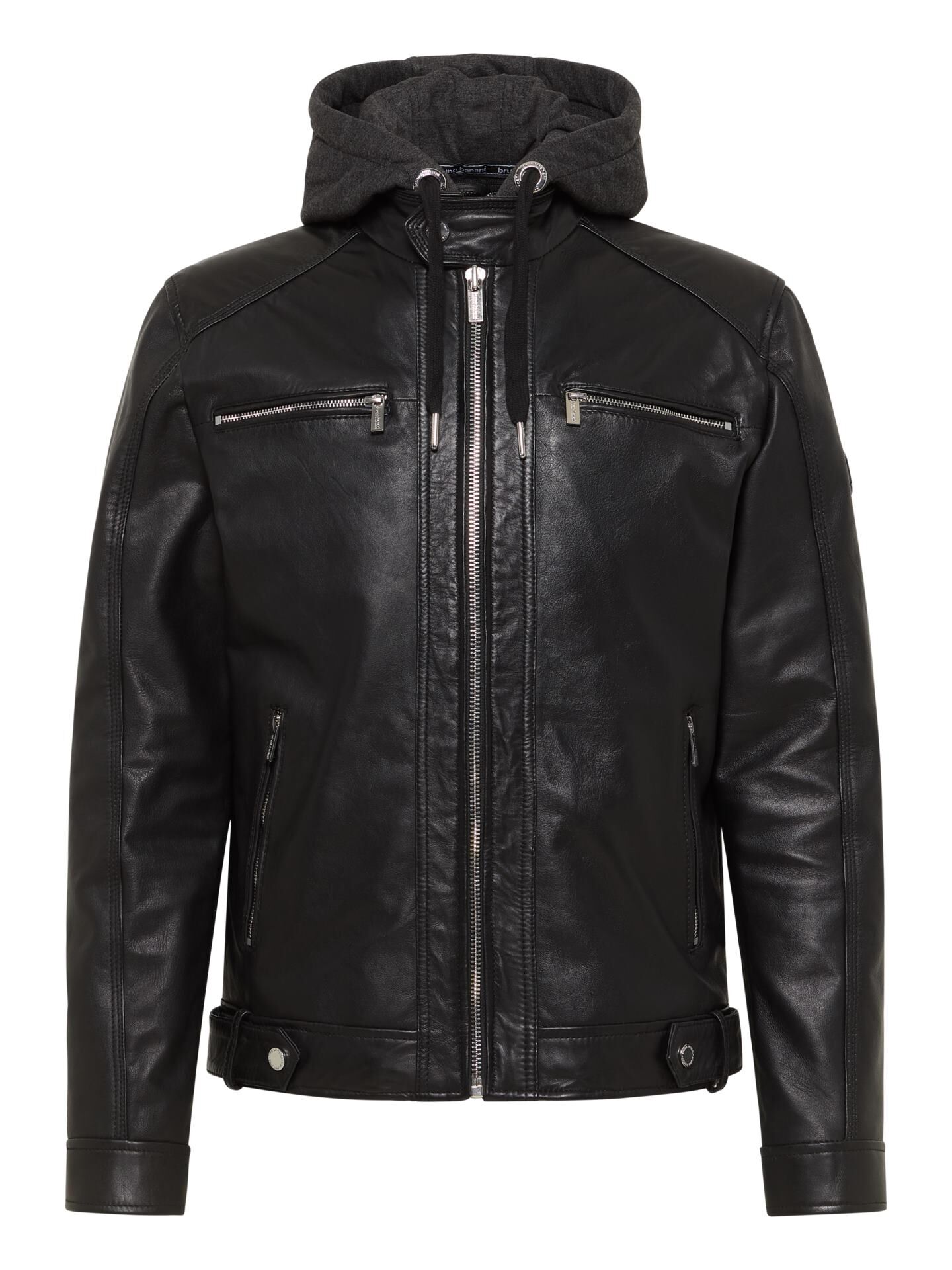 Lederjacke mit Sweatkapuze