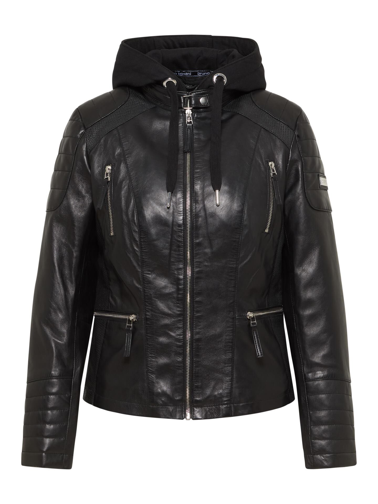 Damen Lederjacke mit Sweatkapuze