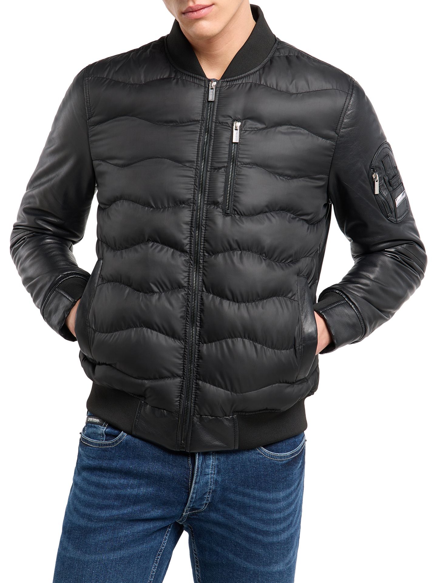  Herren Nylon Lederjacke