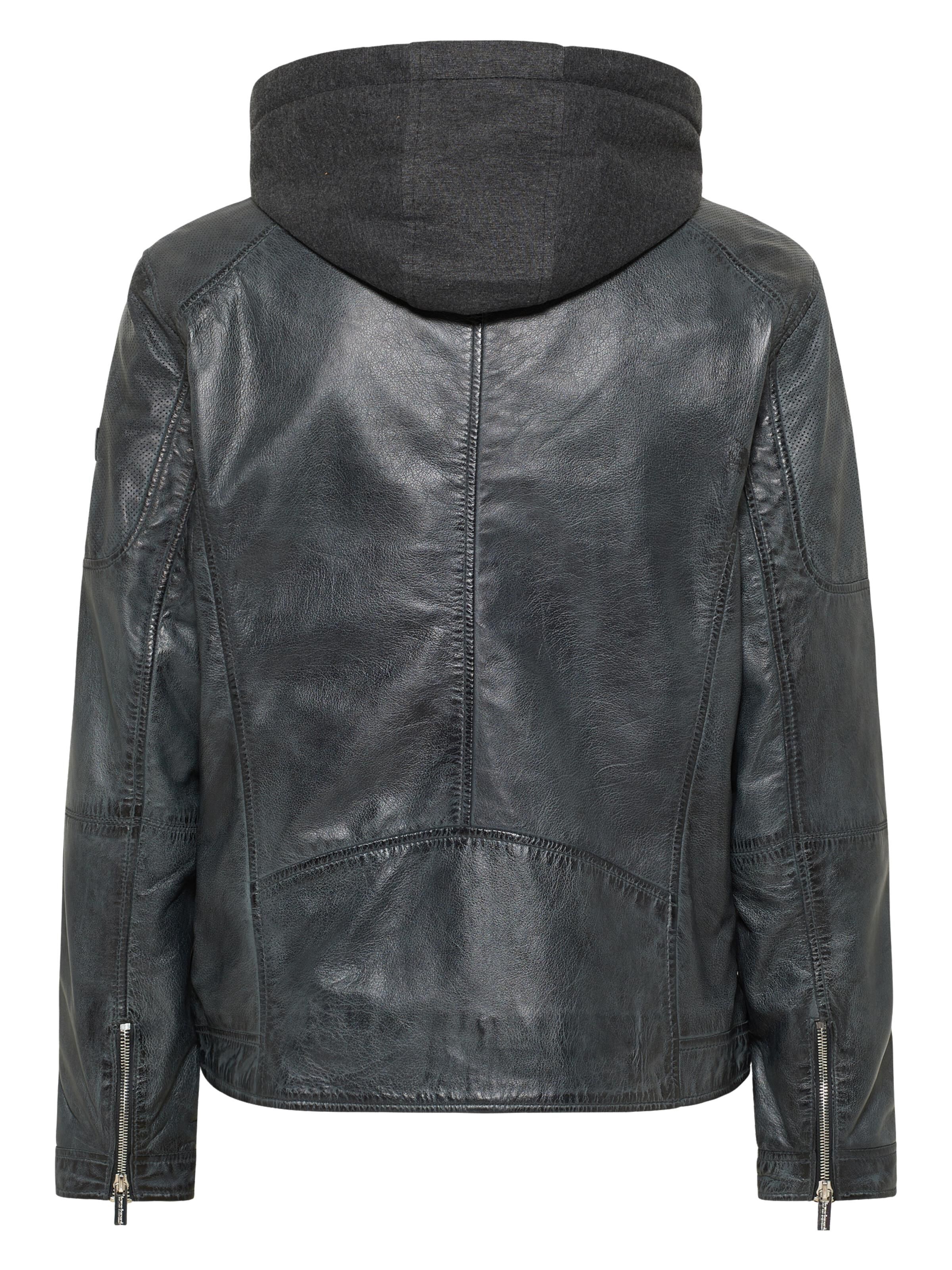 Lederjacke mit Sweatkapuze