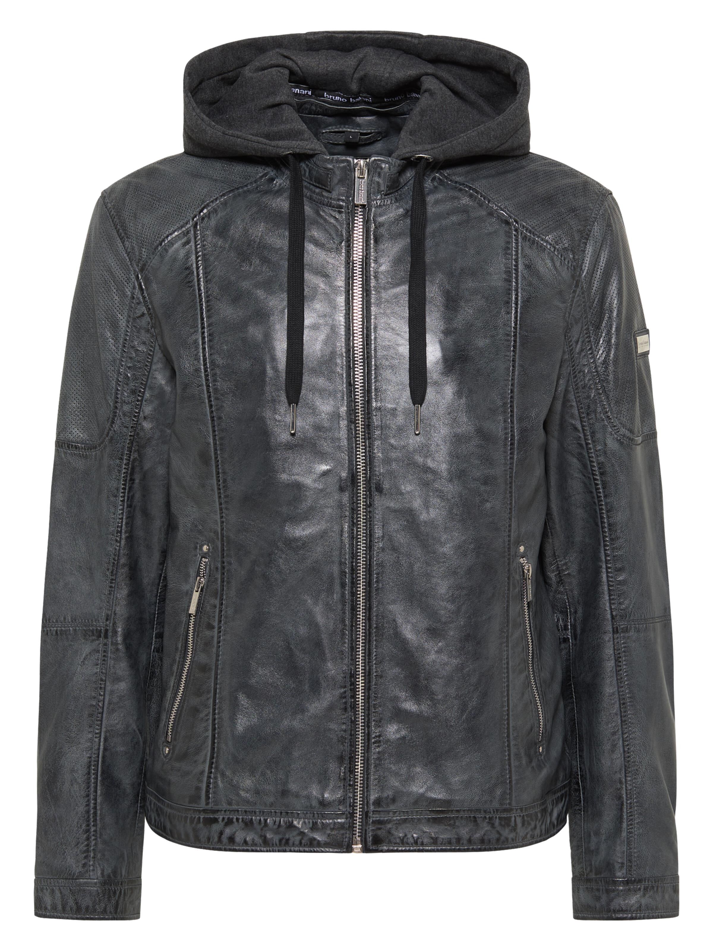 Lederjacke mit Sweatkapuze