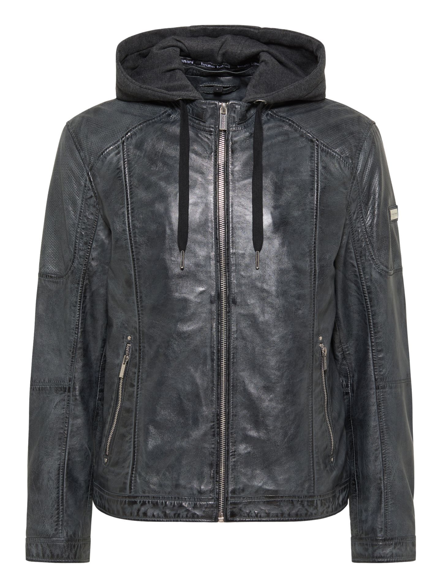  Lederjacke mit Sweatkapuze