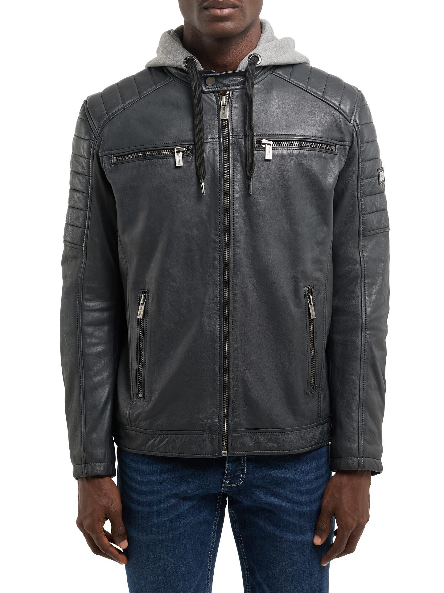 Lederjacke mit Kapuze