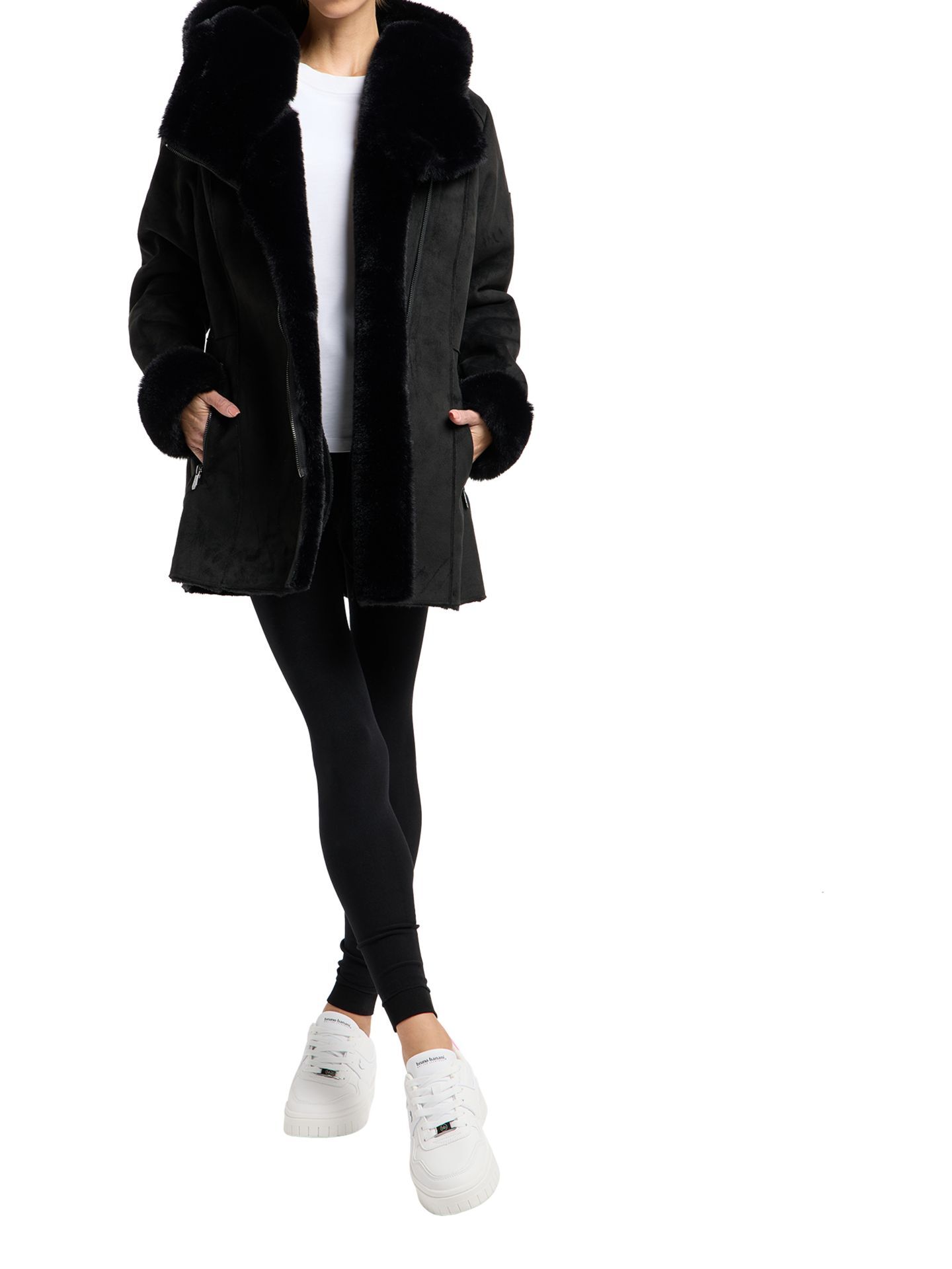  Damen -Fake-Fur- Velour Jacke