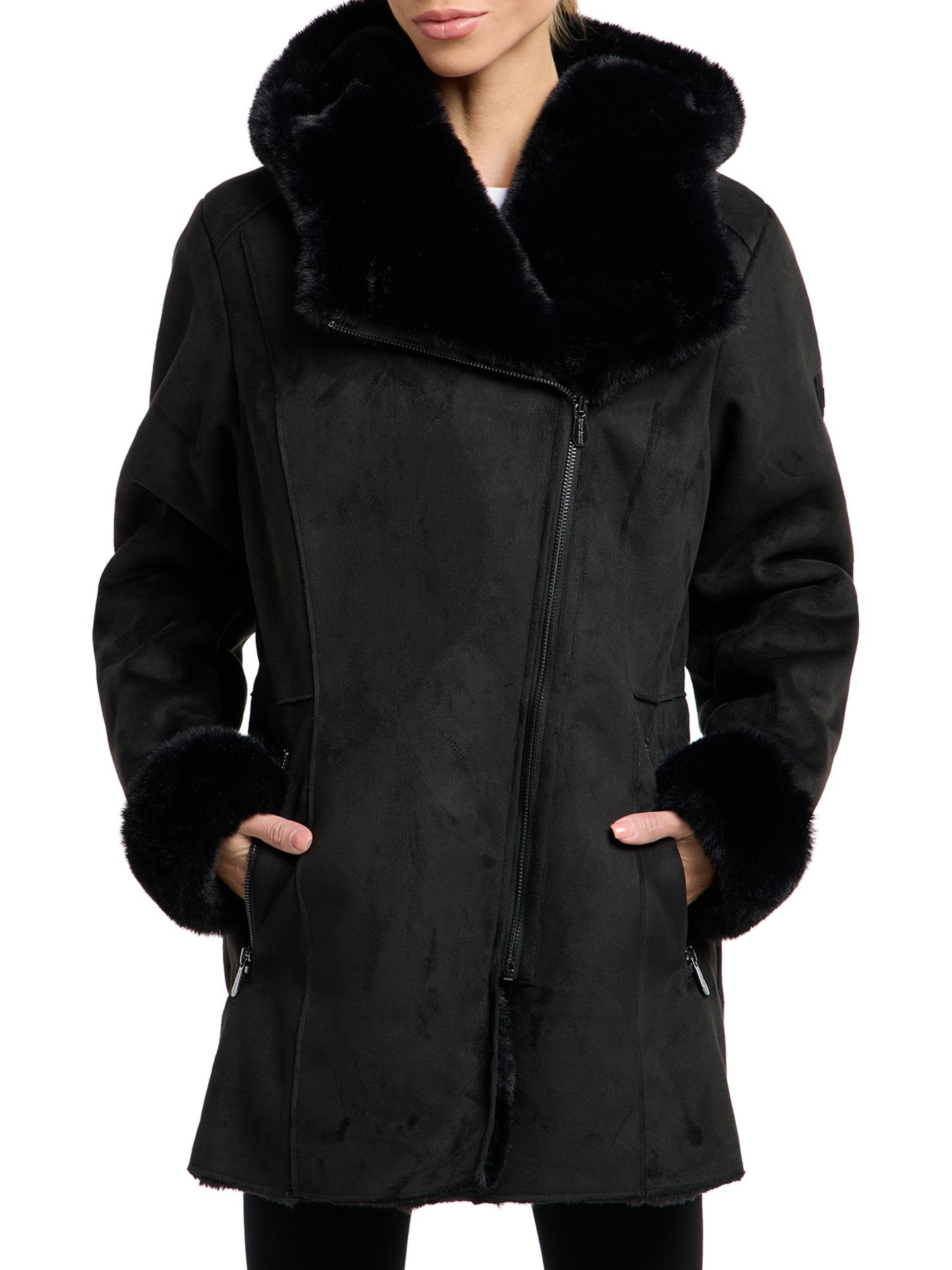  Damen -Fake-Fur- Velour Jacke